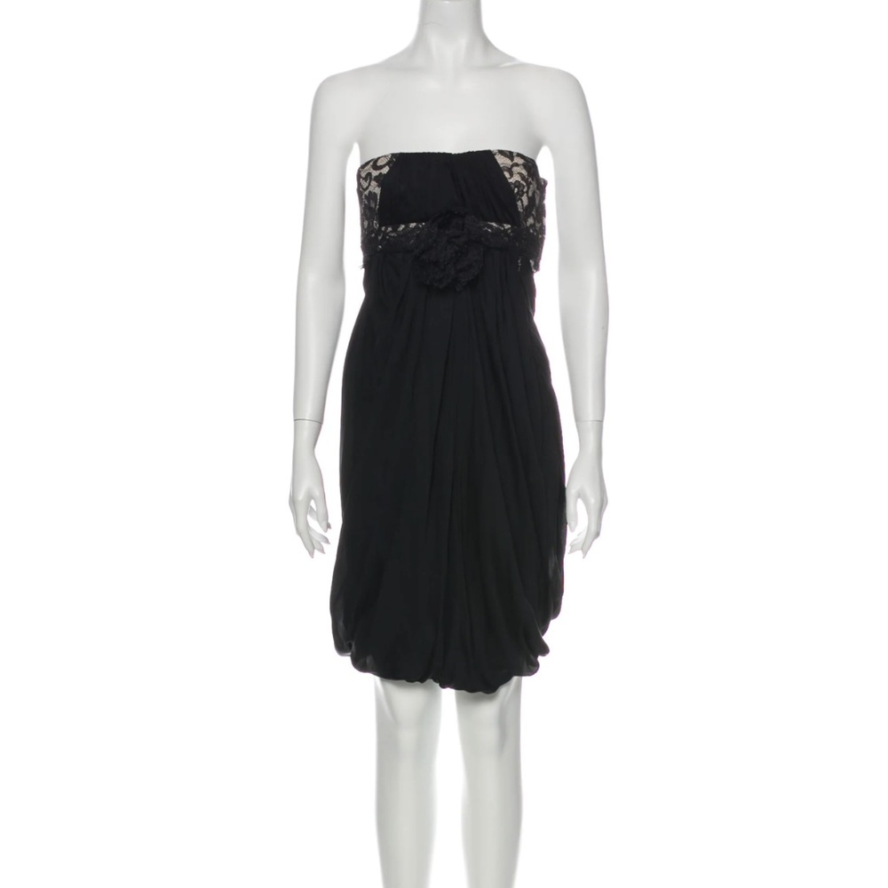 Marchesa Evening Cocktail Black Silk Dress